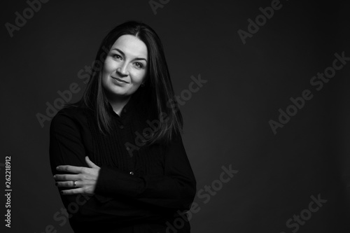 Woman portrait, black and white photo