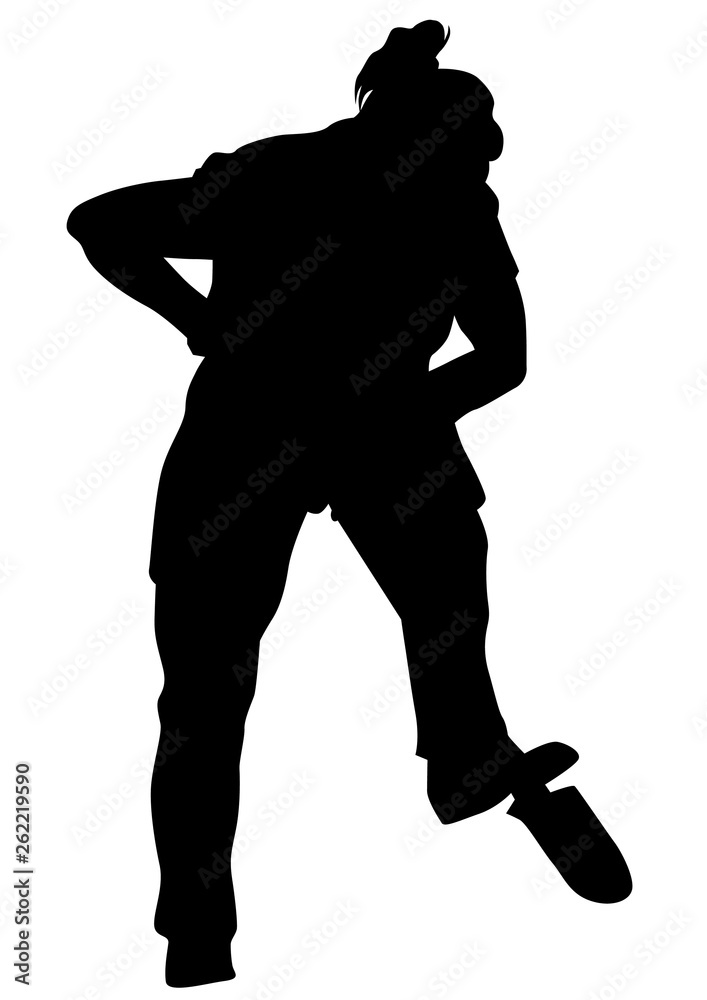 Worker women whit shovel on a white background Worker women whit shovel on a white background