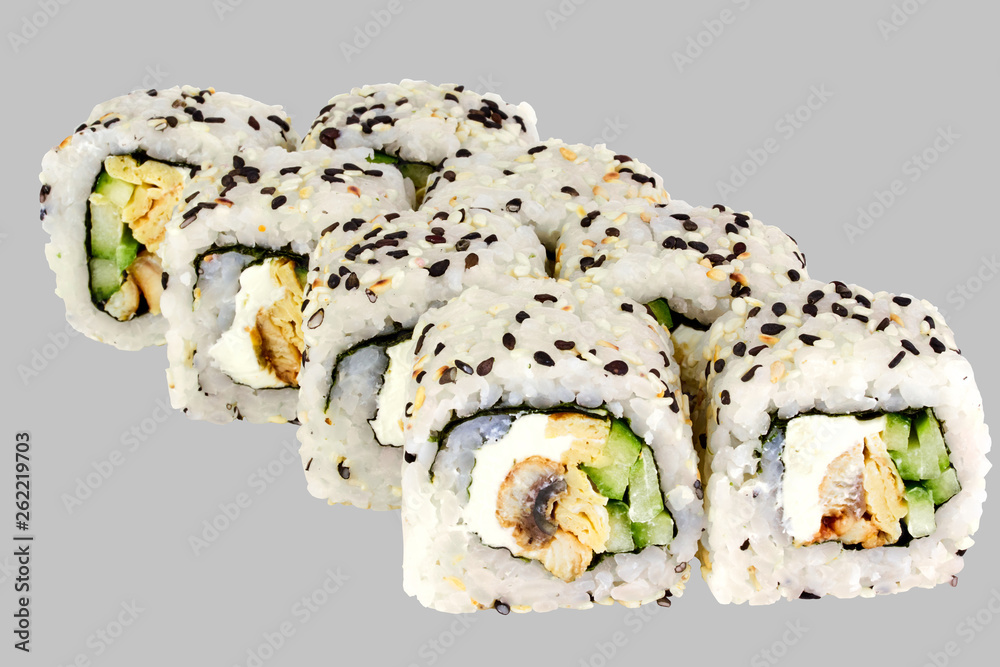 Philadelphia sushi roll omelette cucumber sesame philadelphia cheese Philadelphia sushi roll omelette cucumber sesame philadelphia cheese