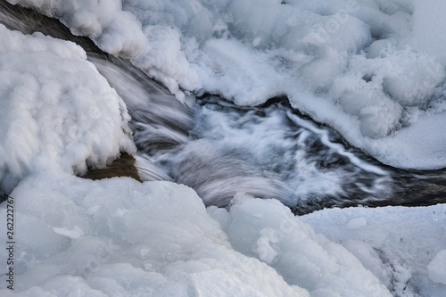 River flow among the icy river