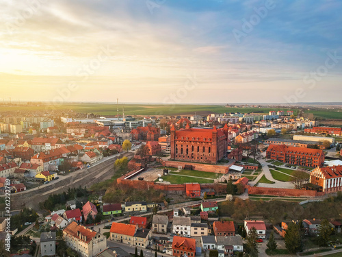 Teutonic castle in Gniew town at sunset, Poland