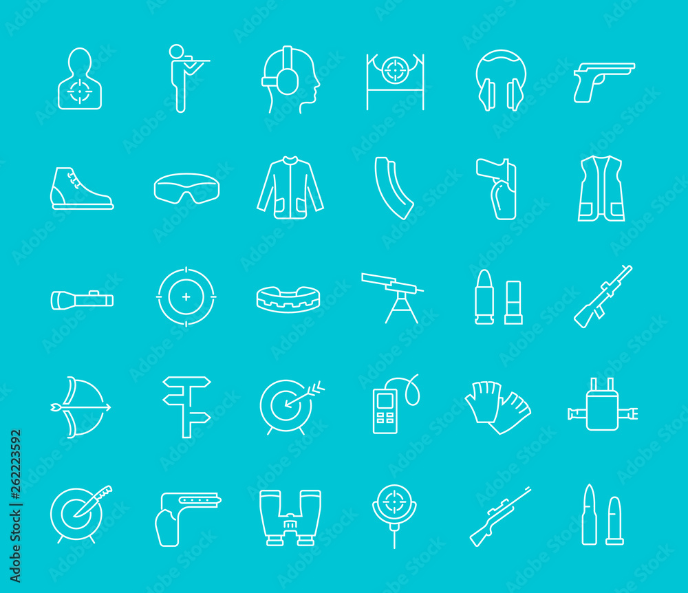 Set of Line Icons of Sport Shooting. Set of Line Icons of Sport Shooting.