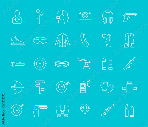 Set of Line Icons of Sport Shooting.