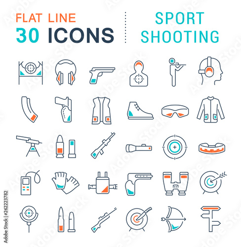 Set Vector Line Icons of Sport Shooting.