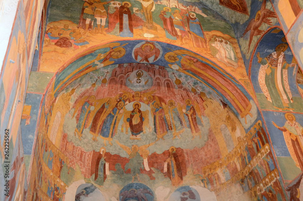 Suzdal, Russia,  the frescoes in Spaso-Preobrazhensky (Holy Transfiguration) Cathedral of Spaso-Efimiev monastery in Suzdal