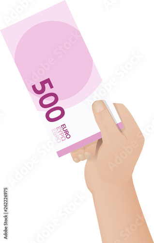 Billet de 500 euros à la main