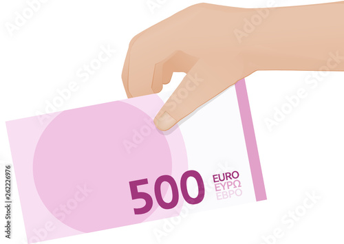 Billet de 500 euros à la main