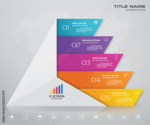 5 steps pyramid with free space for text on each level. infographics, presentations or advertising. EPS 10.
