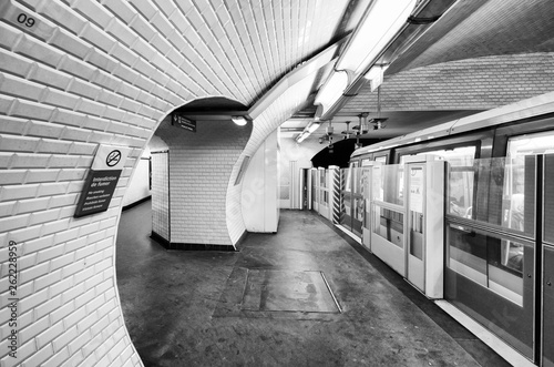Interior of Subway Station in Paris. Metro train © jovannig