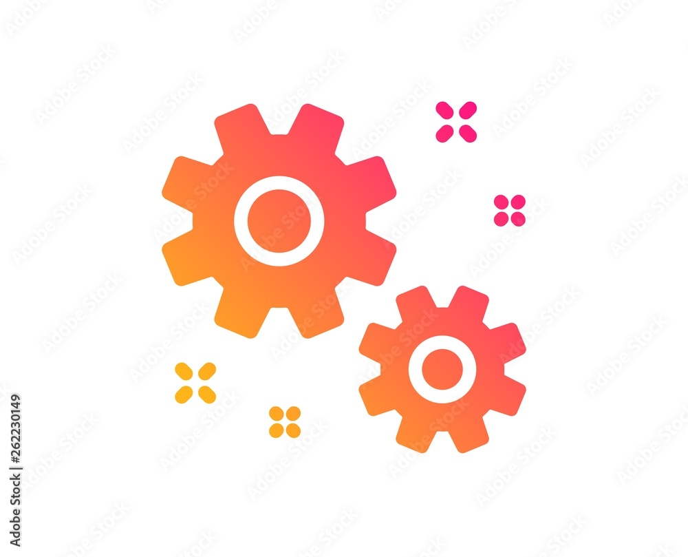 Work icon. Business management sign. Cogwheel or gear symbol. Classic flat style. Gradient work icon. Vector Work icon. Business management sign. Cogwheel or gear symbol. Classic flat style. Gradient work icon. Vector