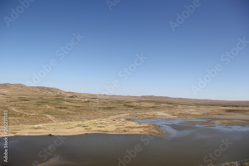 desert and lake