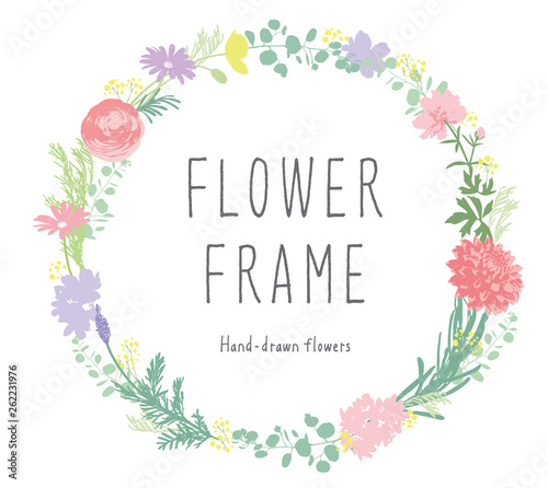 パステルカラーの花フレーム