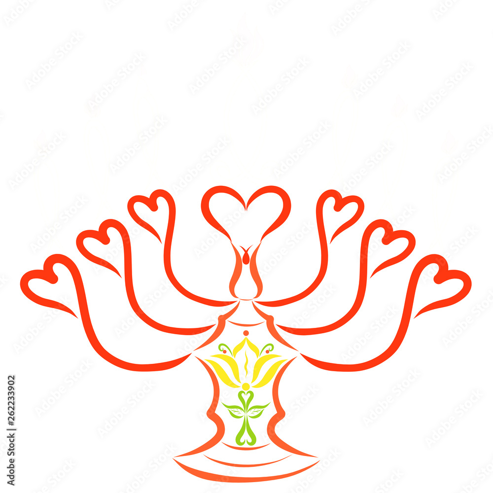 candlestick with hearts for seven candles, with a cross and a flower candlestick with hearts for seven candles, with a cross and a flower