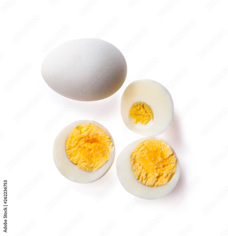 top view boiled egg isolated on white background cutout