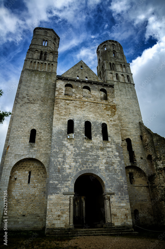 The ruins of Jumieges Abbey are an impressive tourist attraction in Normandy, France