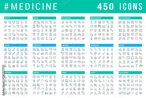 Set Vector Line Icons of Medicine