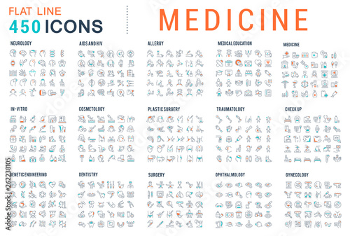 Obraz na plátne Set Vector Line Icons of Medicine