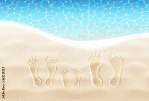 Family Footprints On Sand