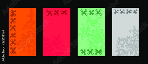Set of vertical stories backgrounds for social networks with hand drawn shoelaces and flowers. Banner backdrop vector illustration