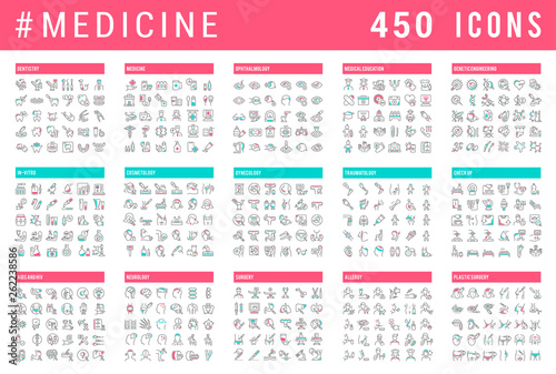 Set Vector Line Icons of Medicine.