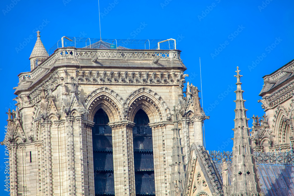 top side of Notre Dame de Paris Cathedral 