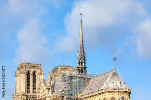Spire reconstruction of Notre Dame de Paris Cathedral 