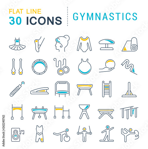 Set Vector Line Icons of Gymnastics.