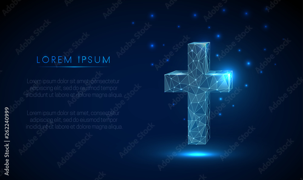 Obraz premium Abstarct low poly style cross. Wireframe structure.