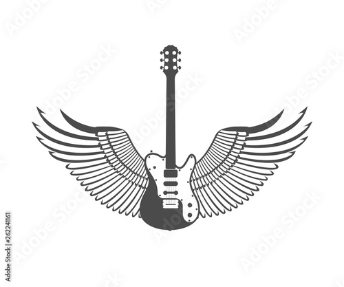 Logotype of Guitar with Wings.