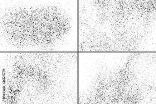 Black Grainy Texture Isolated On White Background. Dust Overlay. Dark Noise Granules. Digitally Generated Image. Set Vector Design Elements, Illustration, Eps 10.