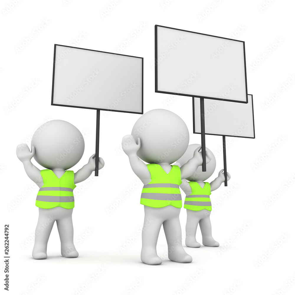 3D Rendering of group of french yellow vests 3D Rendering of group of french yellow vests
