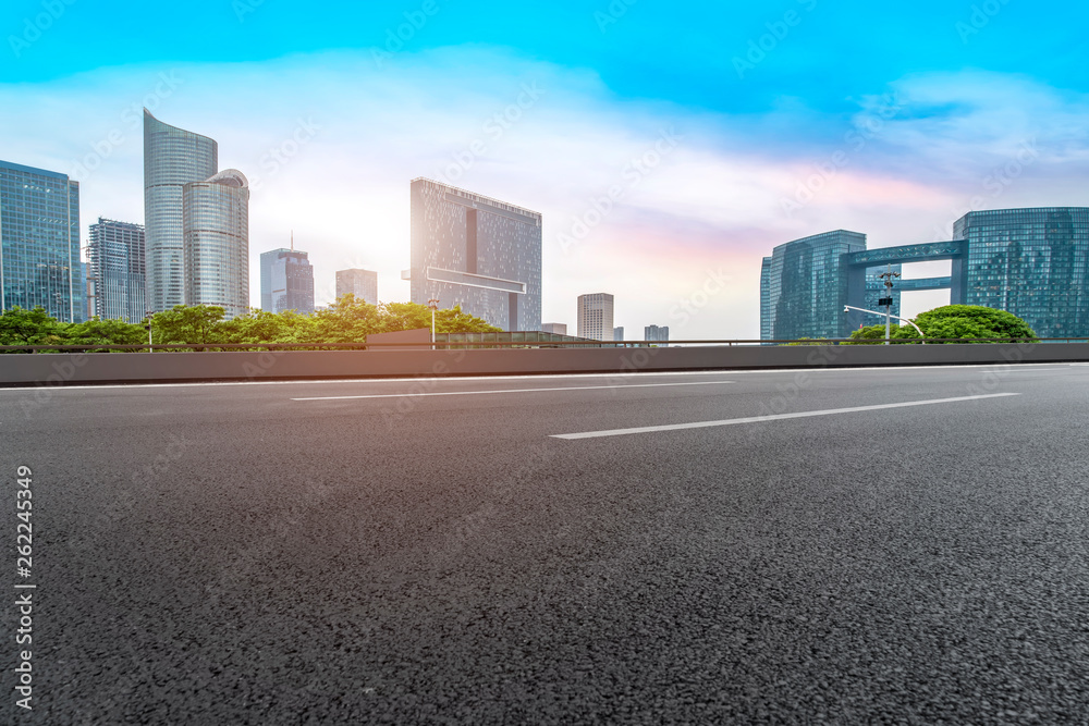 Road and skyline of urban architecture Road and skyline of urban architecture
