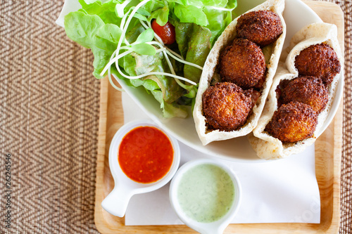 healthy dish of falafel with salad
