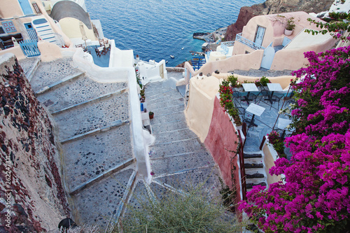 Fototapeta Naklejka Na Ścianę i Meble -  Santorini. Beautiful Santorini streets ans stairs