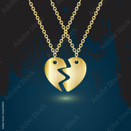 gold pendant jewelry on dark background with backlight.