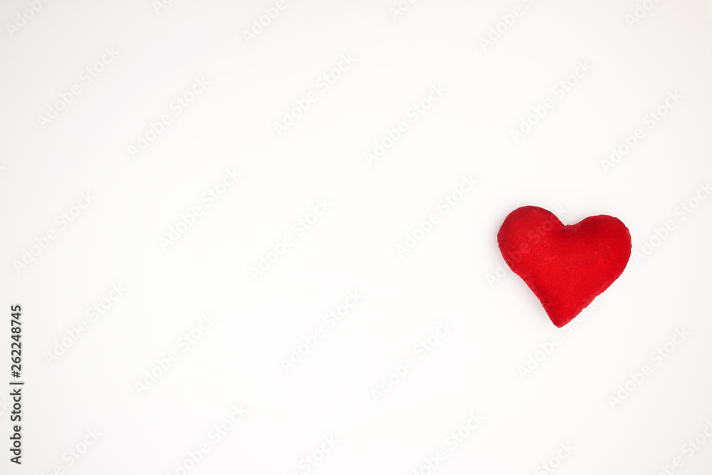 Red heart on white background 
