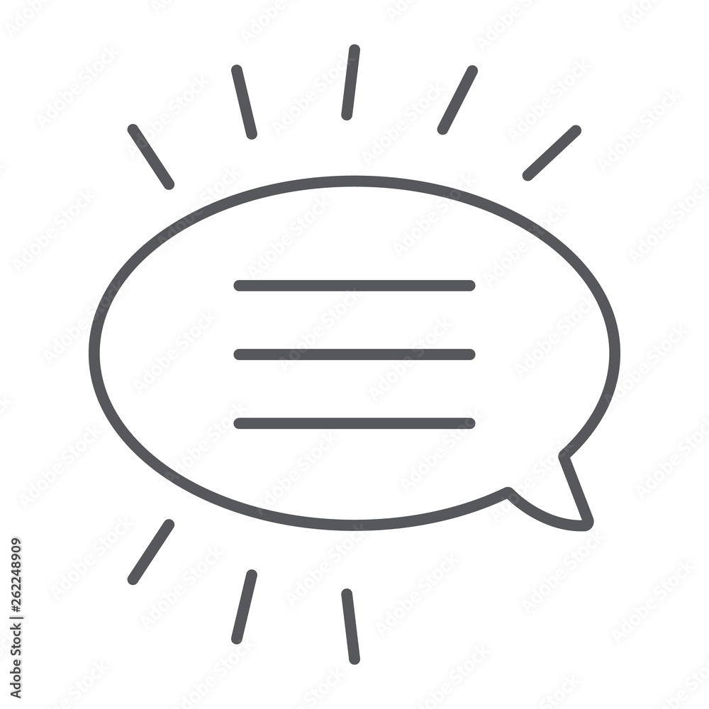 Message thin line icon, chat and dialog, bubble speech sign, vector graphics, a linear pattern on a white background. Message thin line icon, chat and dialog, bubble speech sign, vector graphics, a linear pattern on a white background.