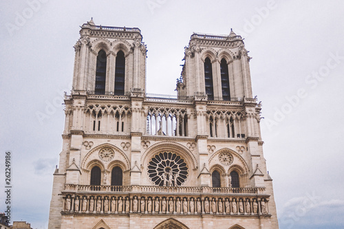 Notre-Dame Cathedral of Paris. Facade of the Notre-Dame cathedral of Paris