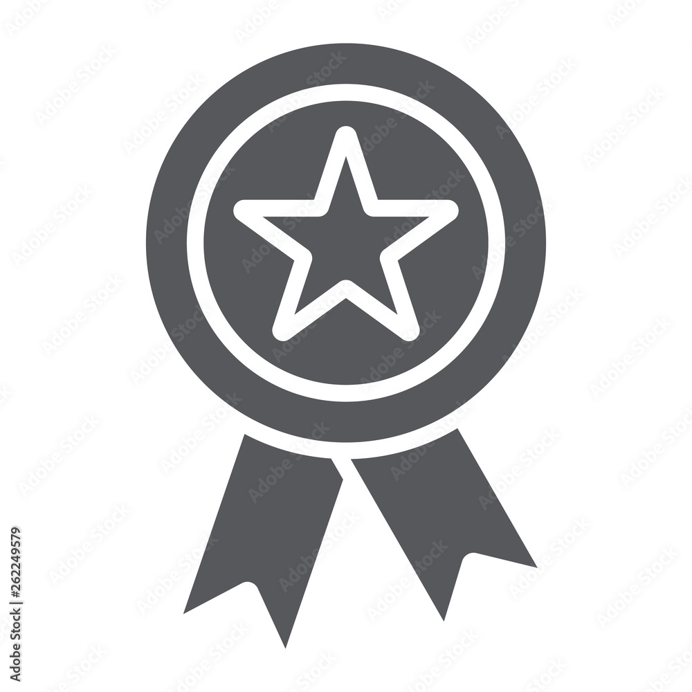 Reward glyph icon, badge and medal, award sign, vector graphics, a solid pattern on a white background. Reward glyph icon, badge and medal, award sign, vector graphics, a solid pattern on a white background.
