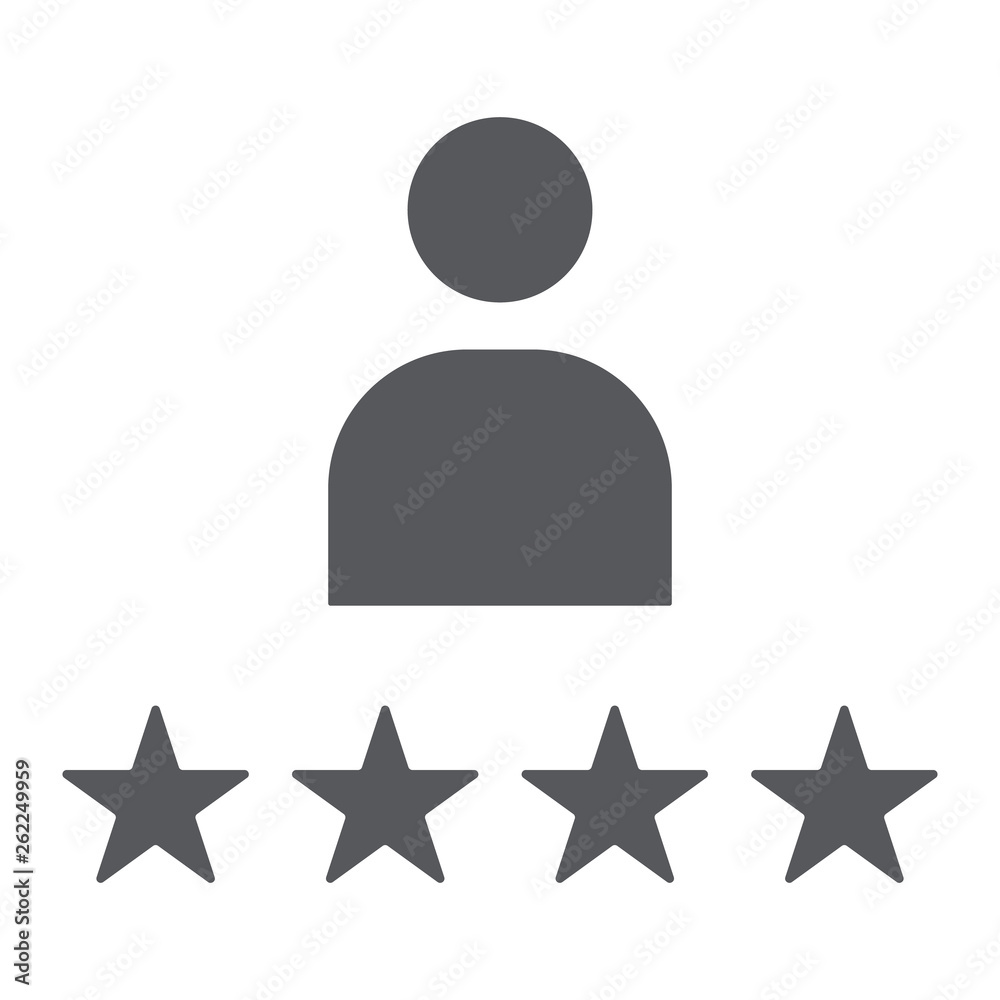 Satisfaction glyph icon, work and people, person and stars sign, vector graphics, a solid pattern on a white background. Satisfaction glyph icon, work and people, person and stars sign, vector graphics, a solid pattern on a white background.