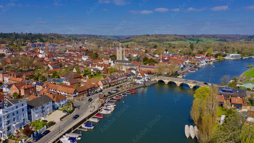 Aerial Shot of Henley on Thames in the daylight