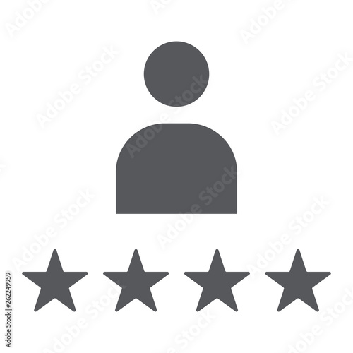 Satisfaction glyph icon, work and people, person and stars sign, vector graphics, a solid pattern on a white background.