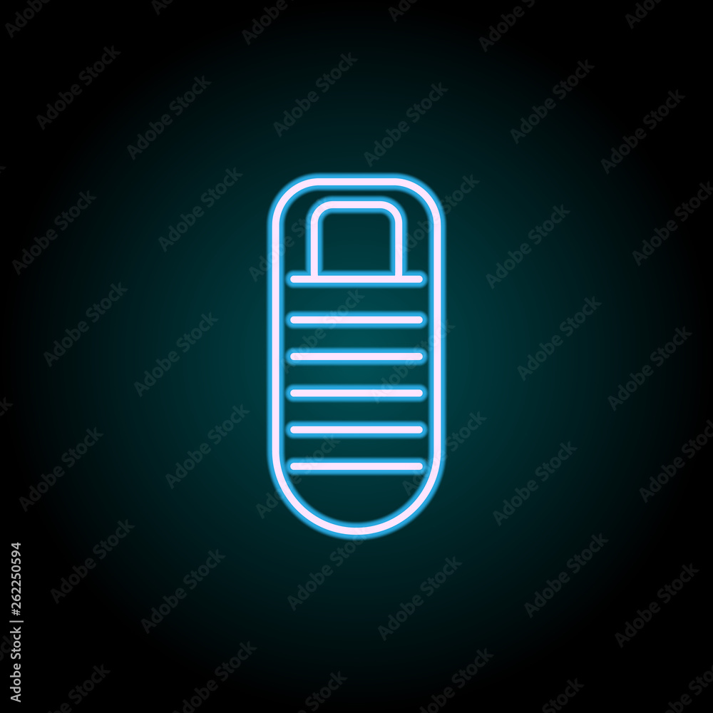 sleeping bag neon icon. Elements of Camping set. Simple icon for websites, web design, mobile app, info graphics sleeping bag neon icon. Elements of Camping set. Simple icon for websites, web design, mobile app, info graphics