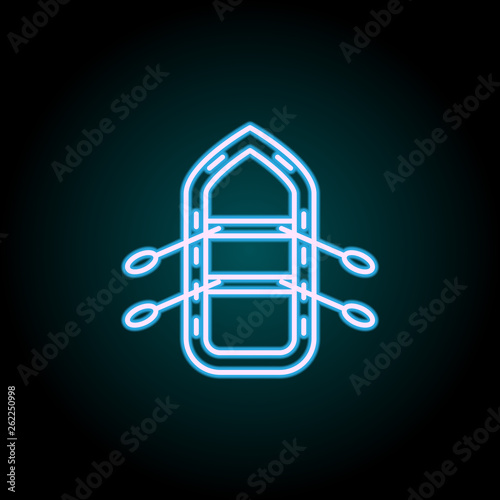 inflatable boat neon icon. Elements of Camping set. Simple icon for websites, web design, mobile app, info graphics