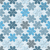 Seamless pattern with blue flowers on dotted background