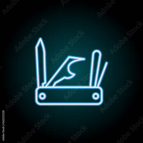 jackknife neon icon. Elements of Camping set. Simple icon for websites, web design, mobile app, info graphics