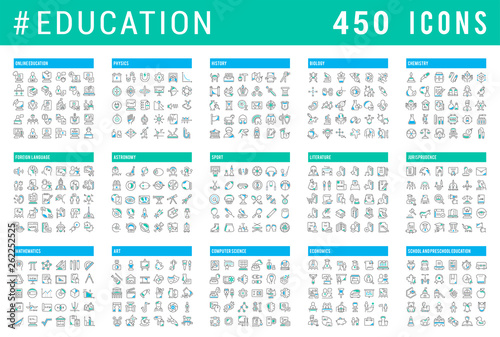 Set Vector Line Icons of Education