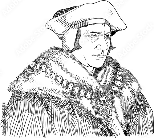 Thomas More portrait in line art illustration