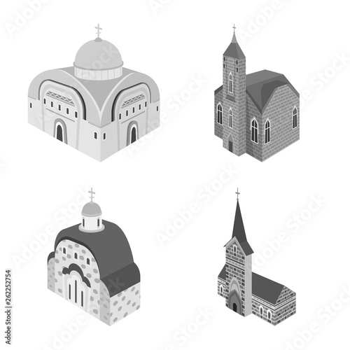 Vector illustration of landmark and clergy logo. Collection of landmark and religion stock vector illustration.