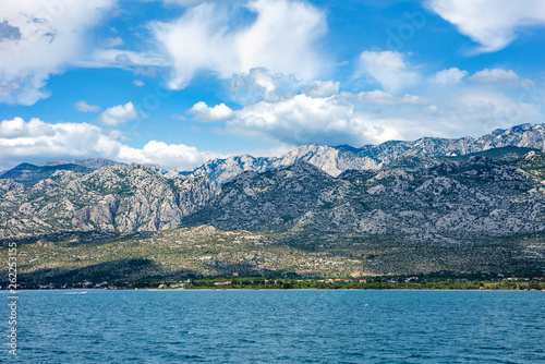 Adriatic Sea With View Over Paklenica National Park Mountains